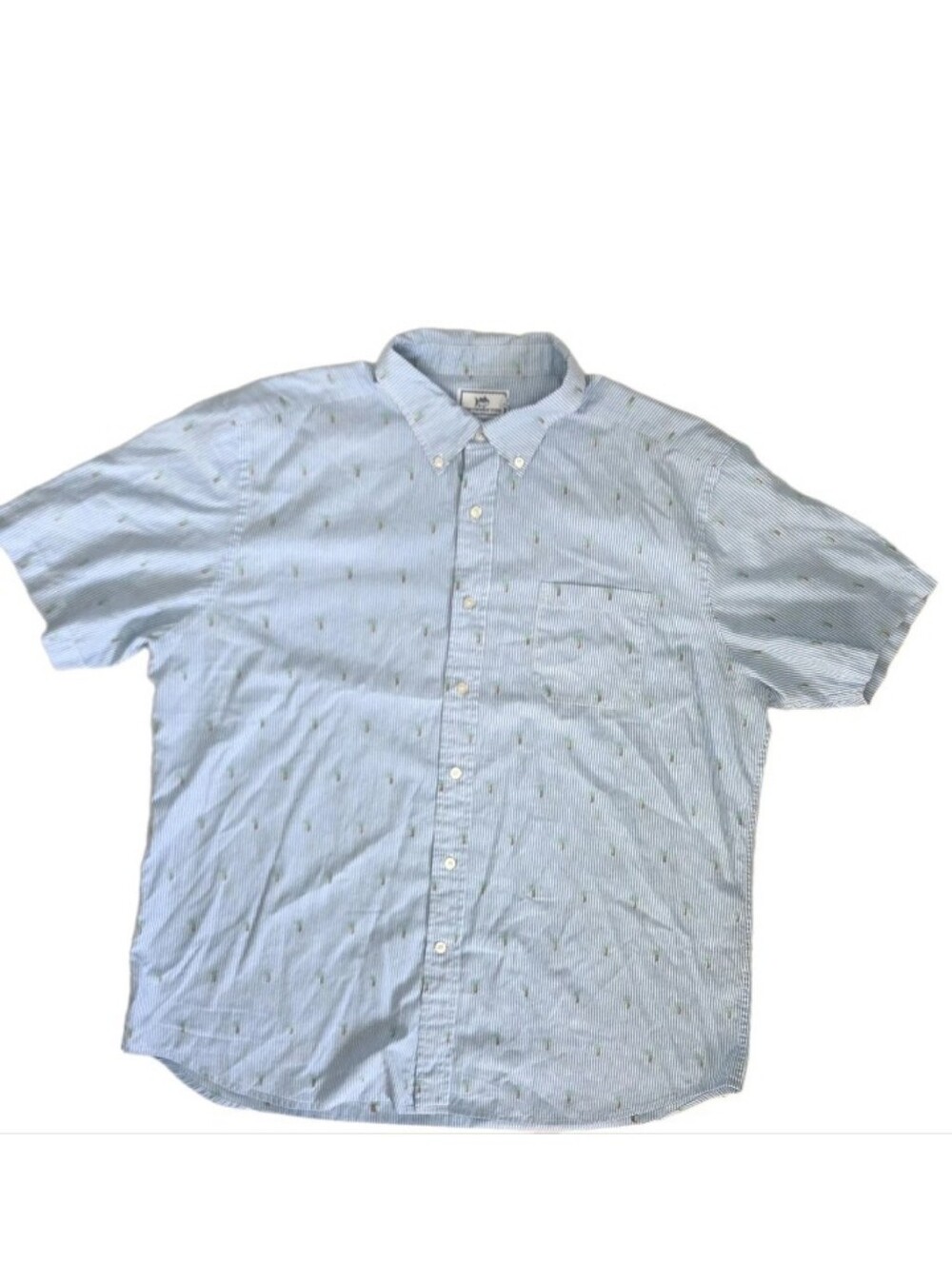 Southern Tide Trim Fit Short Sleeve Shirt Size XL Striped Palm Tree Print